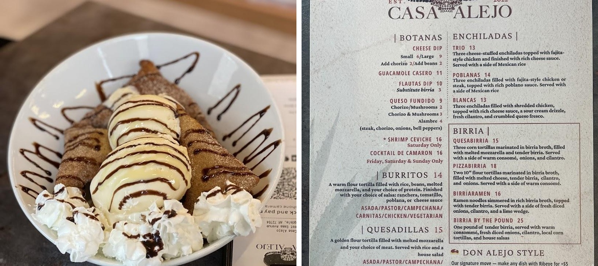 Casa Alejo Menu