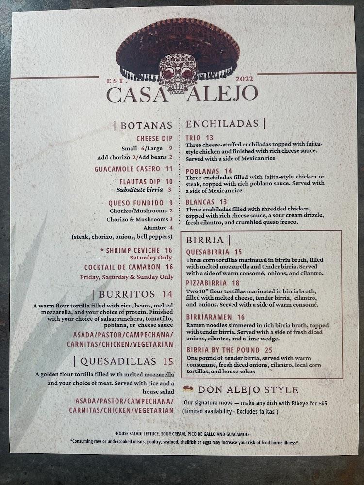 Casa Alejo Menu image 2