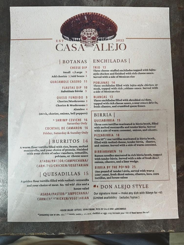 Casa Alejo Menu image 4